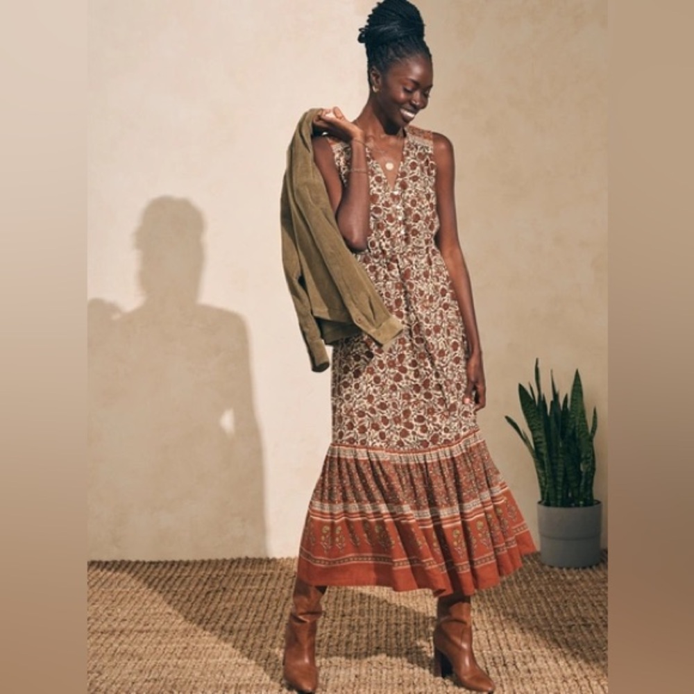 NWOT: Faherty: Ojai Dress: Burnt Umber Folly Floral: Size Small